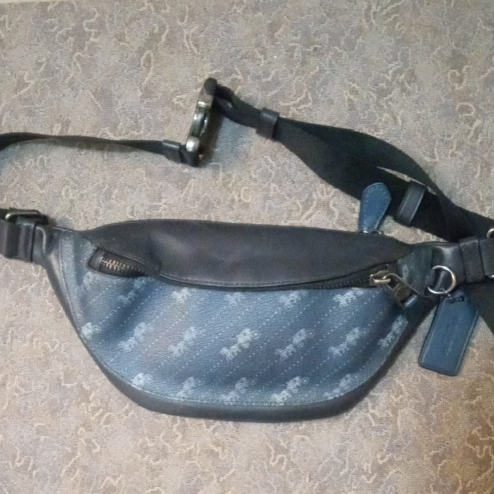 Coach Blue and Black Monogram Belt Bag